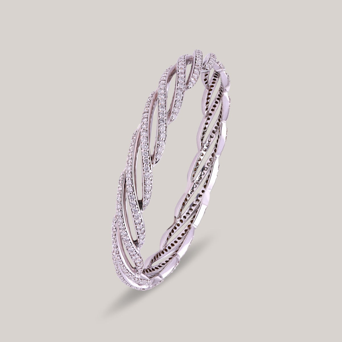 Sterling Weave Diamond Bangle