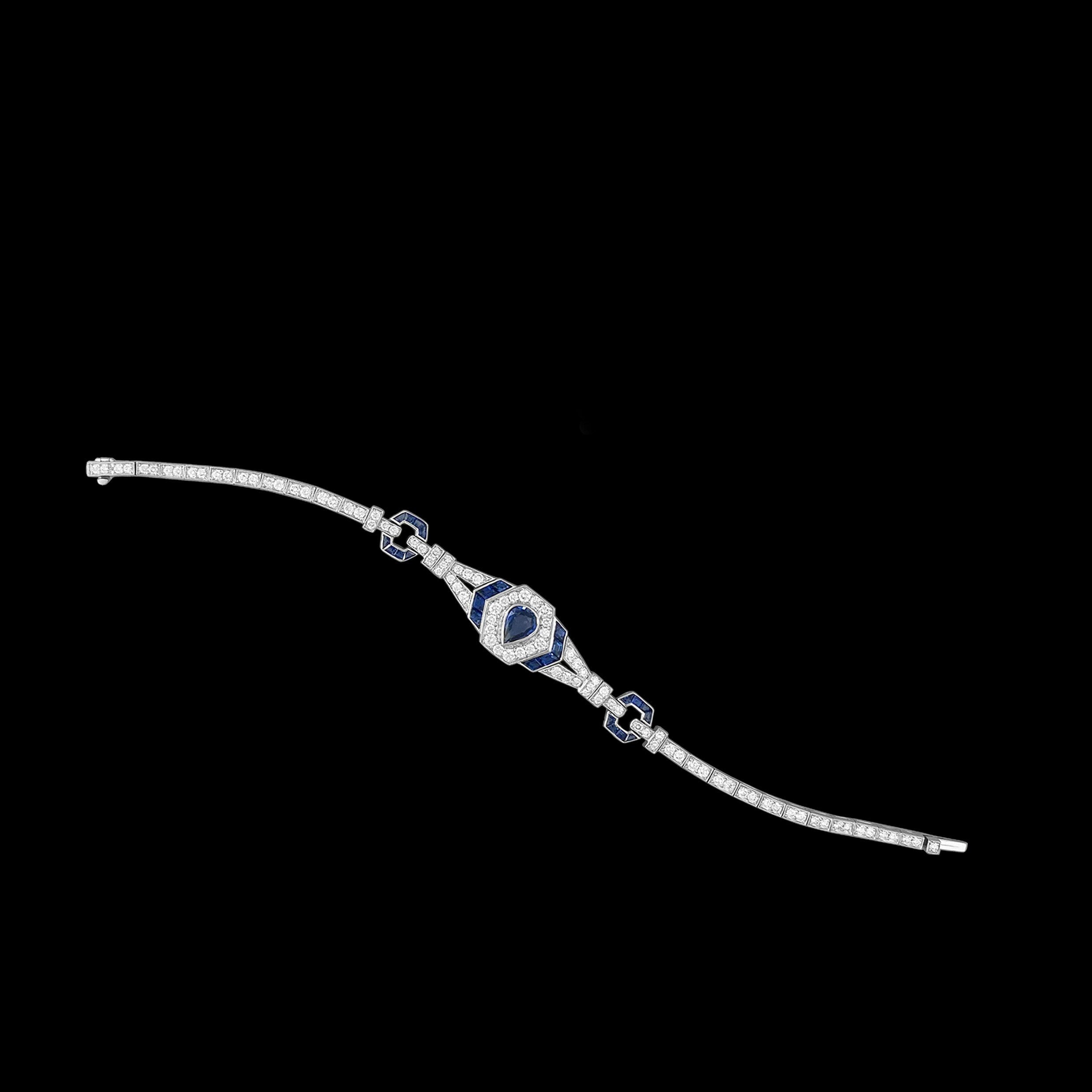 Blue Sapphire Slender Diamond Bracelet