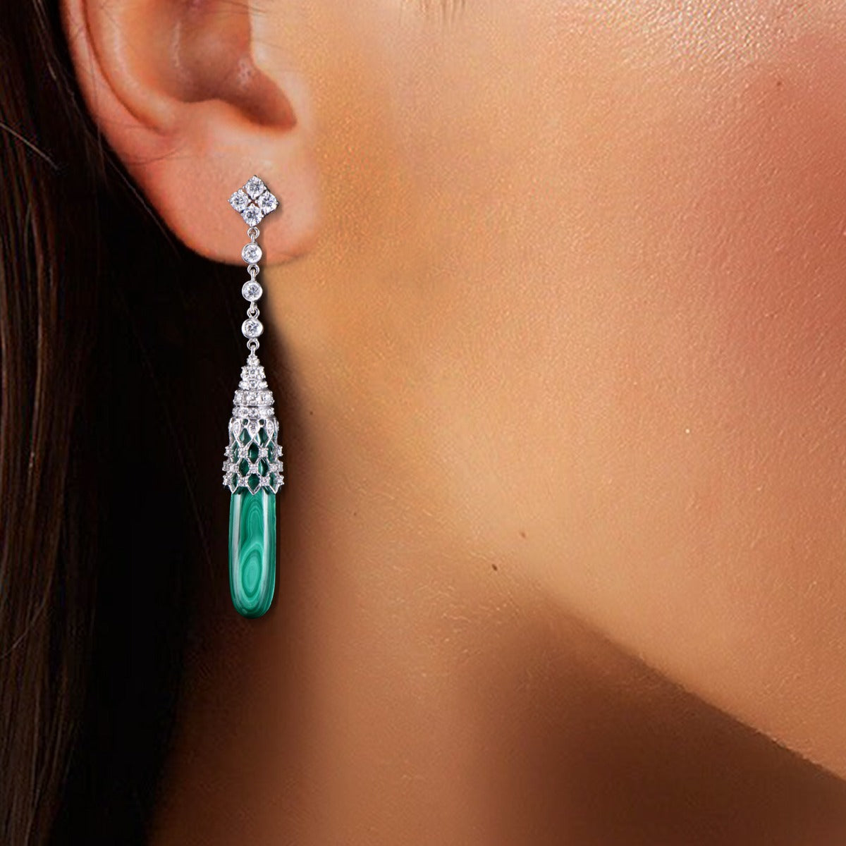 Oceanic Drop Diamond Earrings