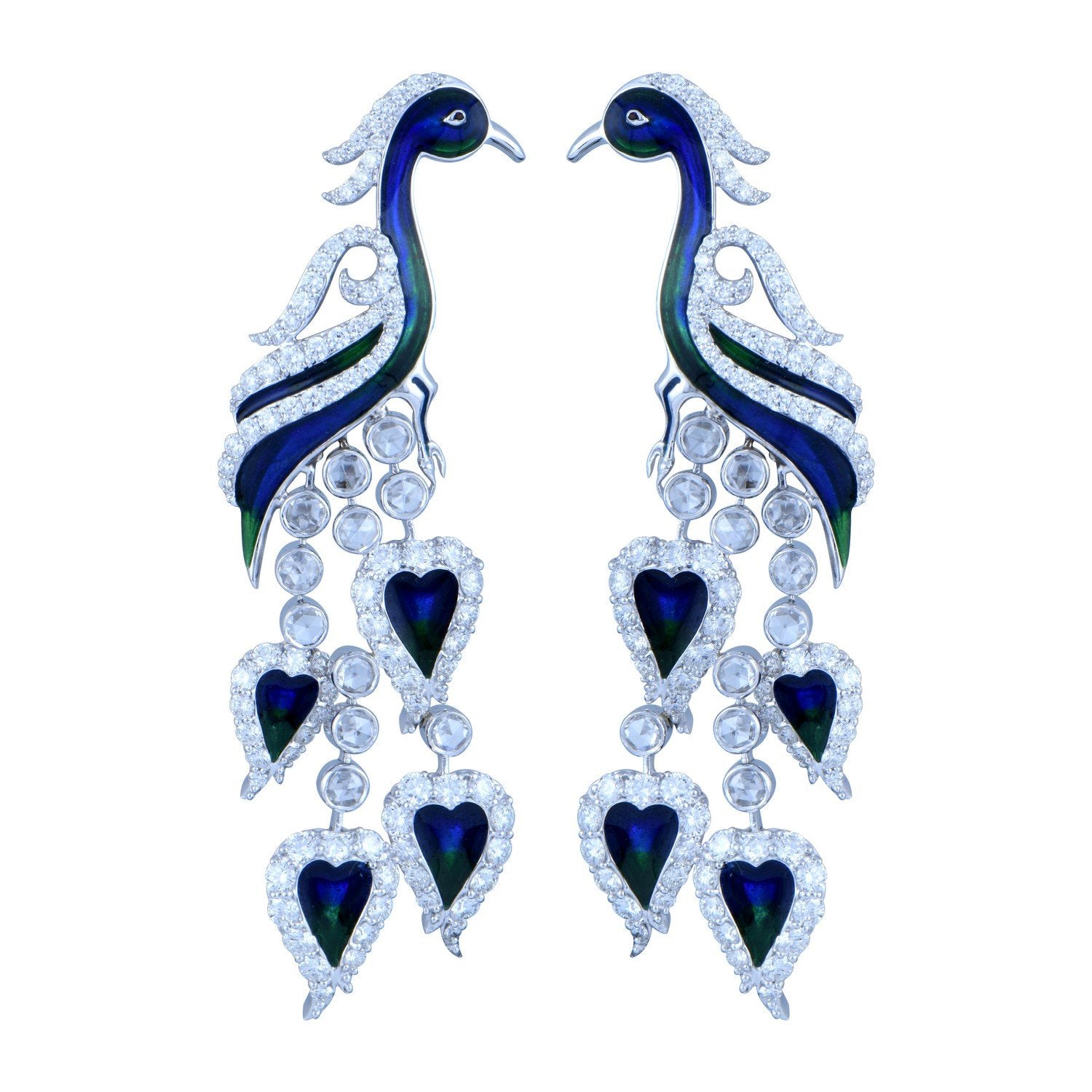 Charming Peacock Diamond Earrings