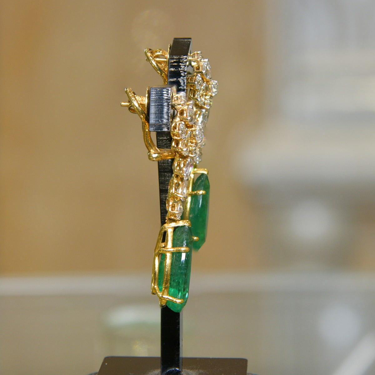 Green Dew Diamond Danglers