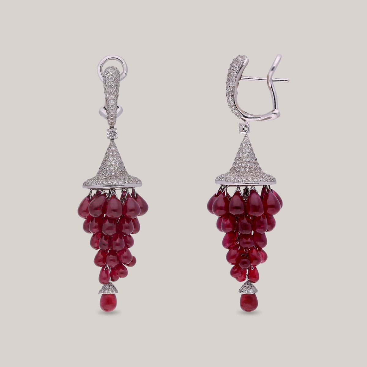Ruby Dewdrops Diamond Earrings