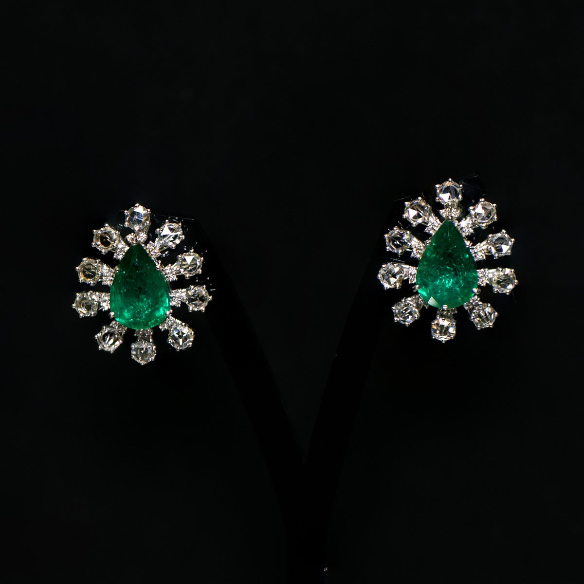 Sparkling Green Diamond Earrings