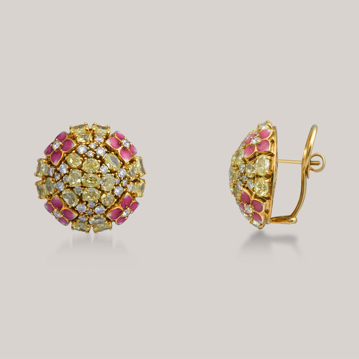 Floral Dome Diamond Stud Earrings