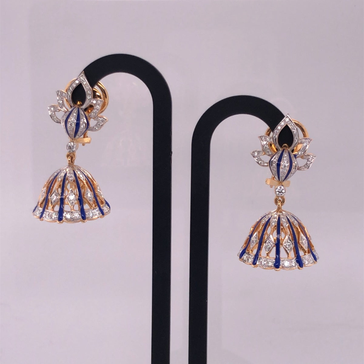 Blue Umbrella Diamond Jhumka