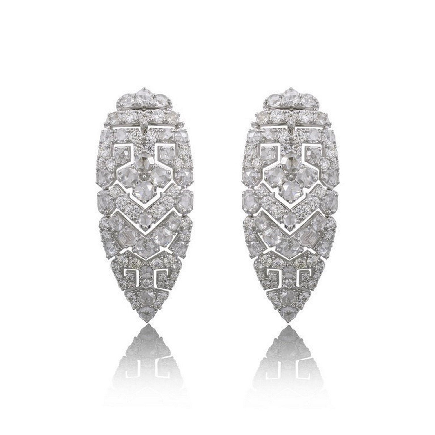 Split Leaf Diamond Earrings