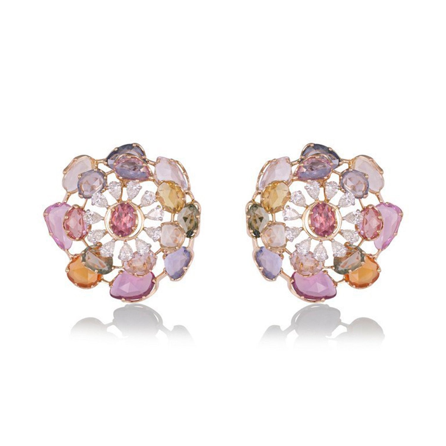 Colourful Sleek Gemstone Diamond Earrings