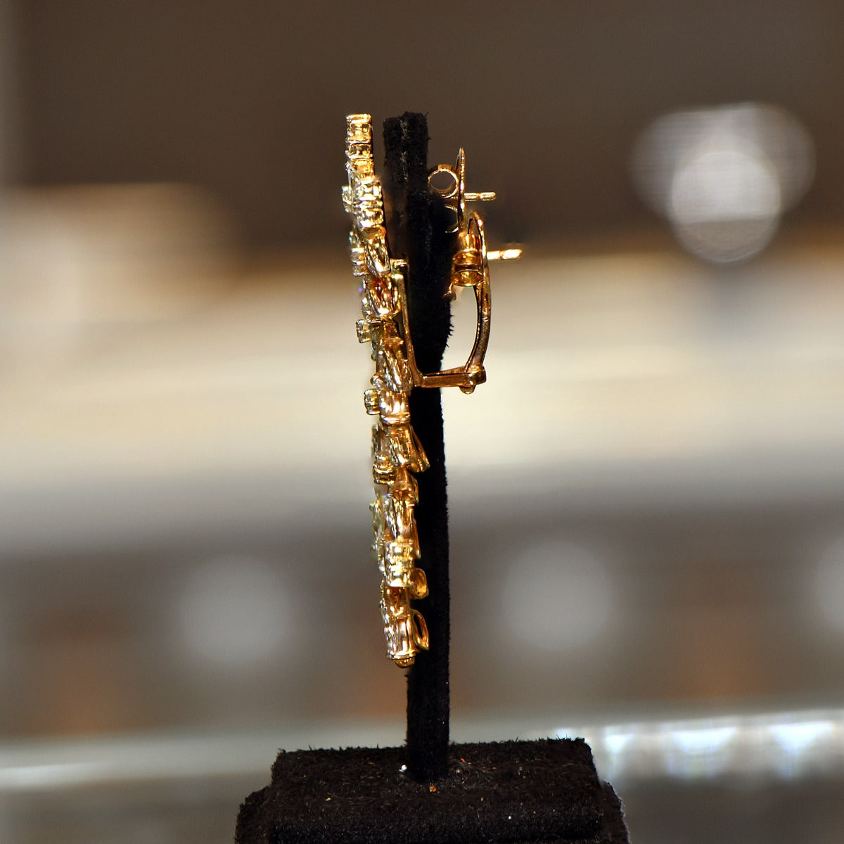 Branch of Leaf Blades Diamond Earrings