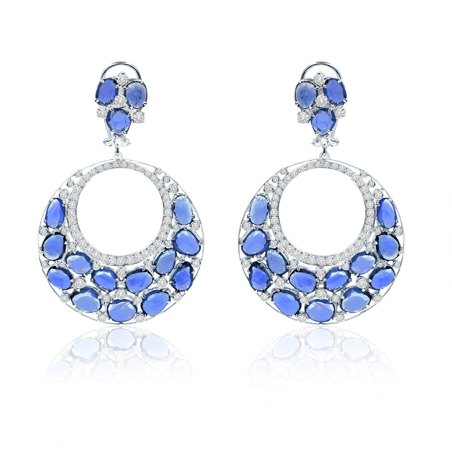 Kyanite Teardrop Diamond Earrings