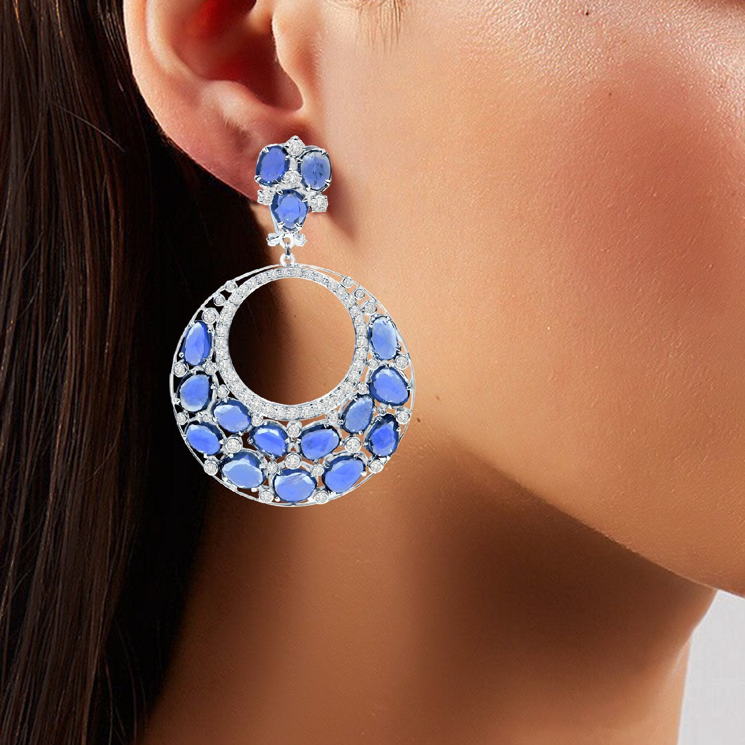 Kyanite Teardrop Diamond Earrings