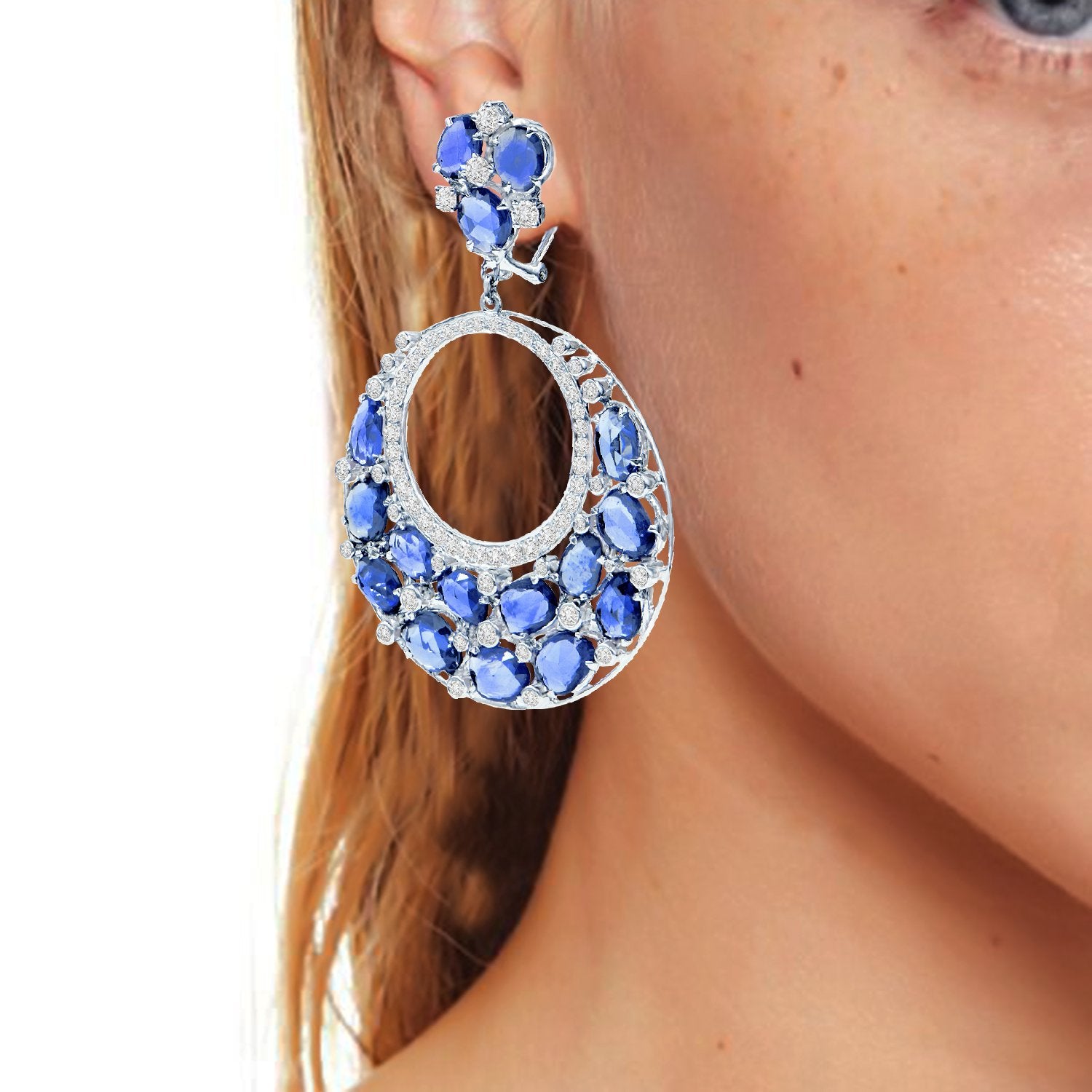 Kyanite Teardrop Diamond Earrings