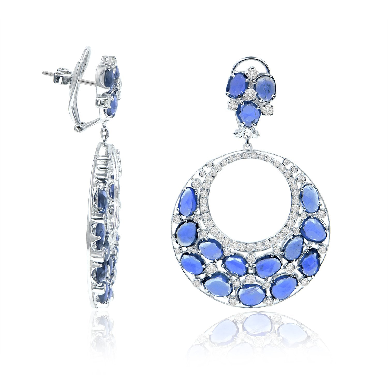 Kyanite Teardrop Diamond Earrings