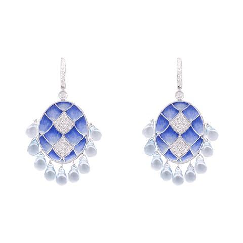 Blue Topaz Diamond Earrings