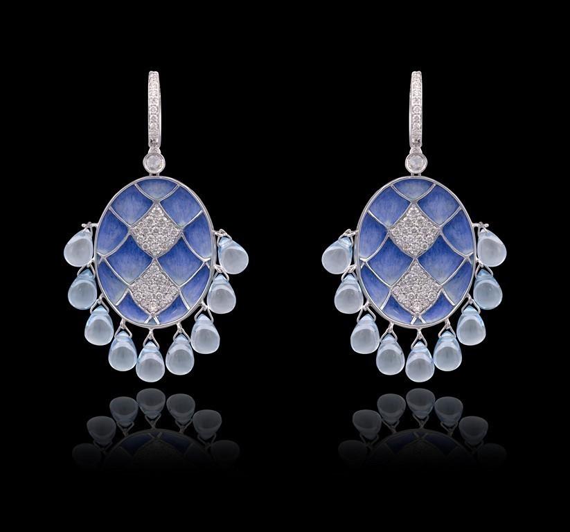 Blue Topaz Diamond Earrings