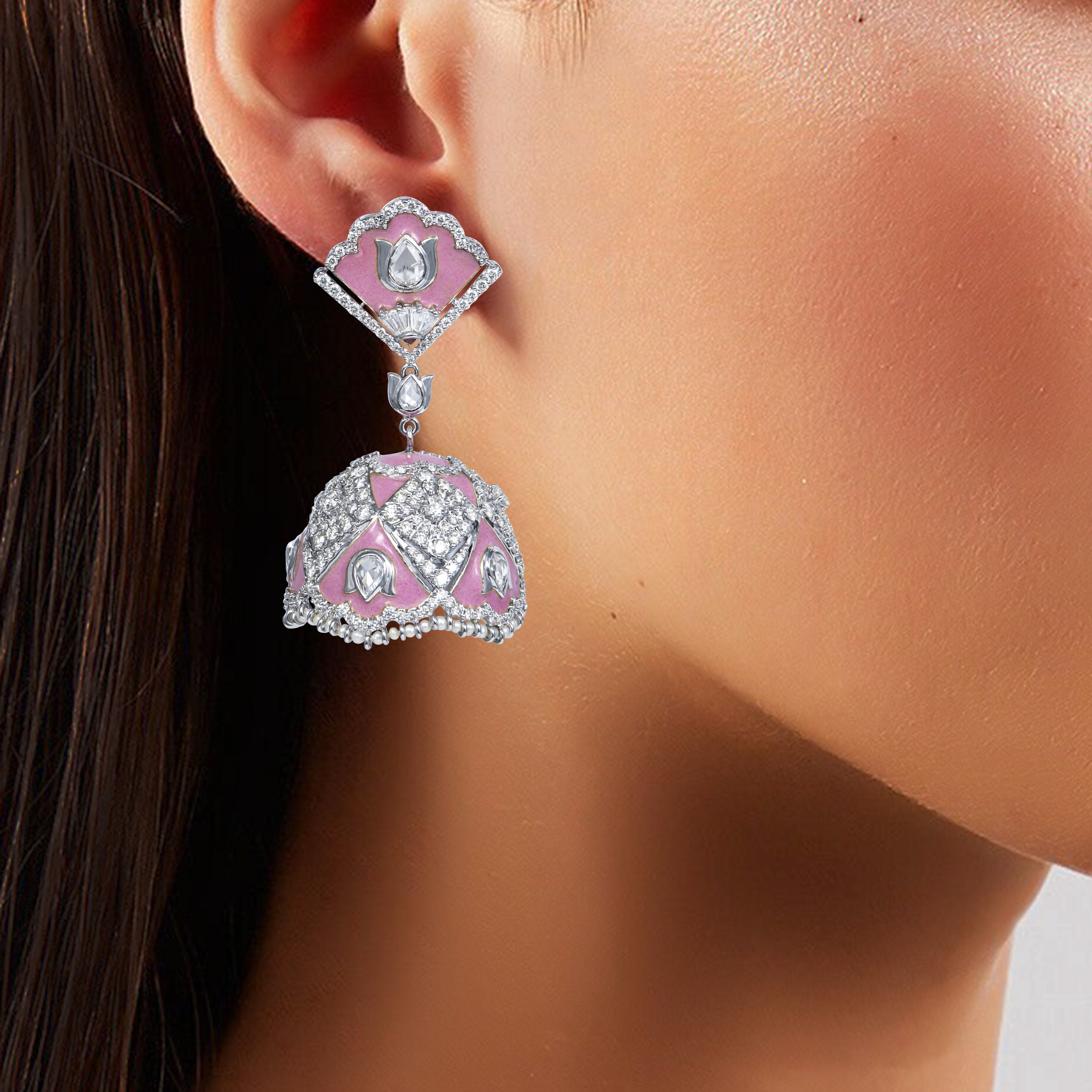 Intricate Tulip Diamond Jhumka