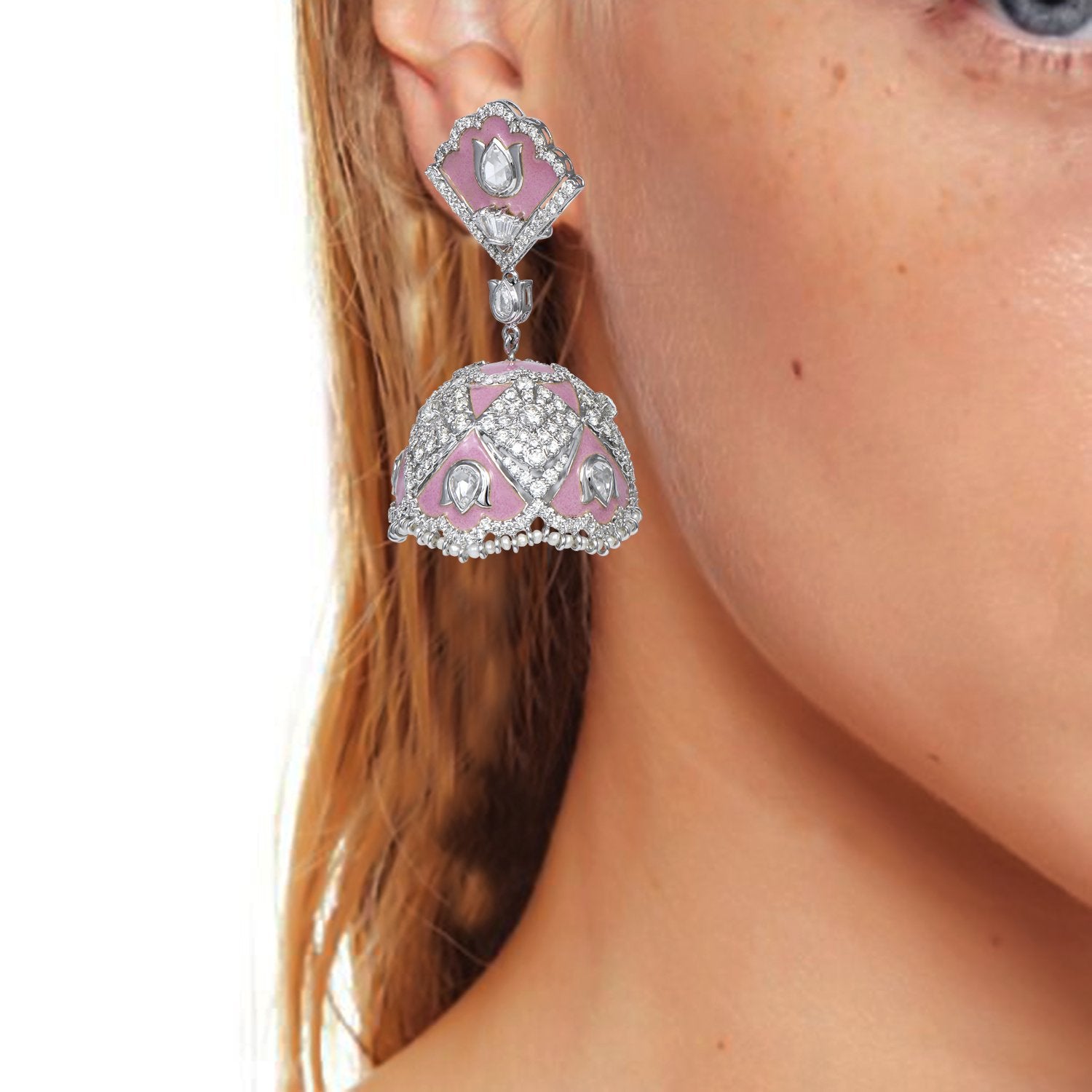 Intricate Tulip Diamond Jhumka