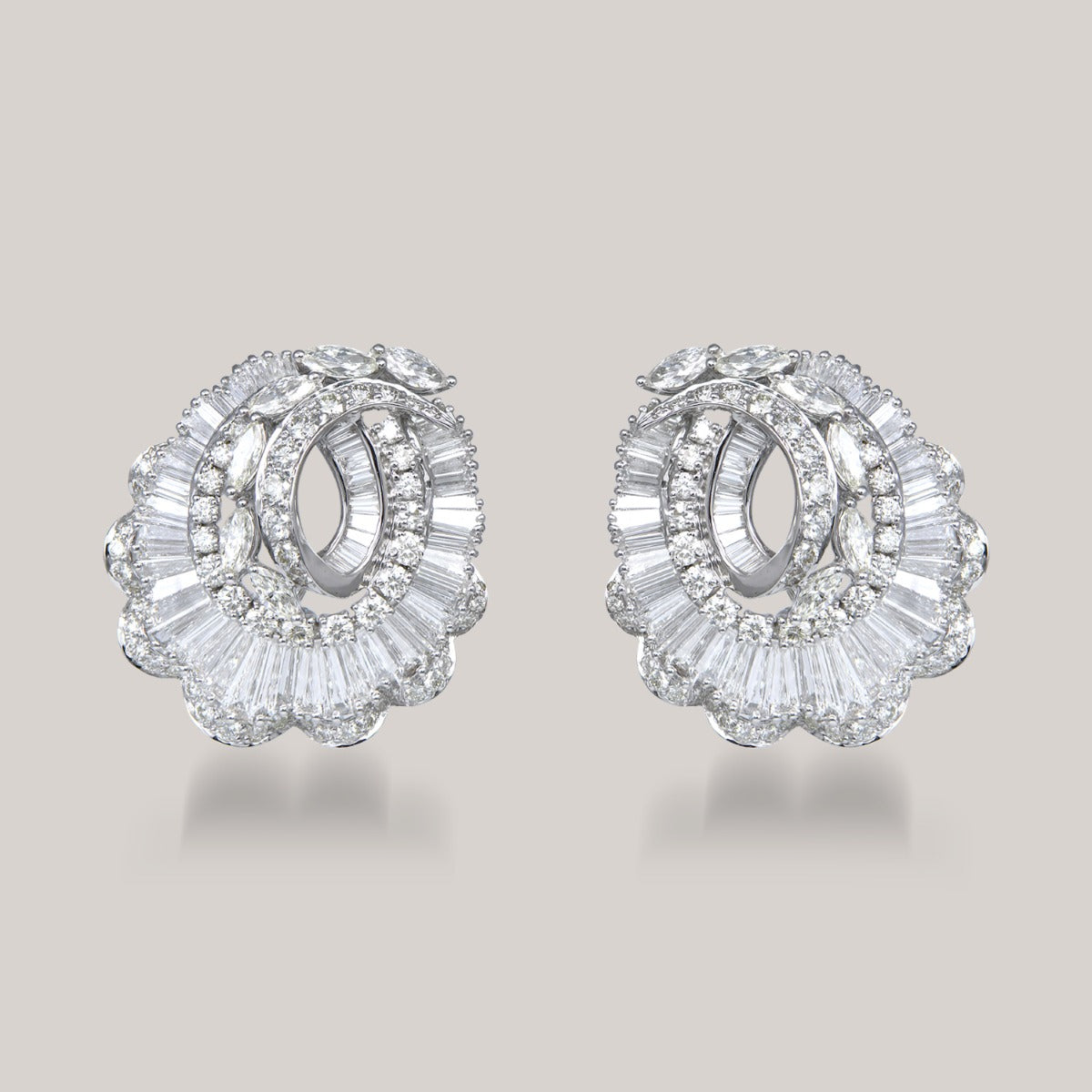 Overlay Cluster Diamond Earrings