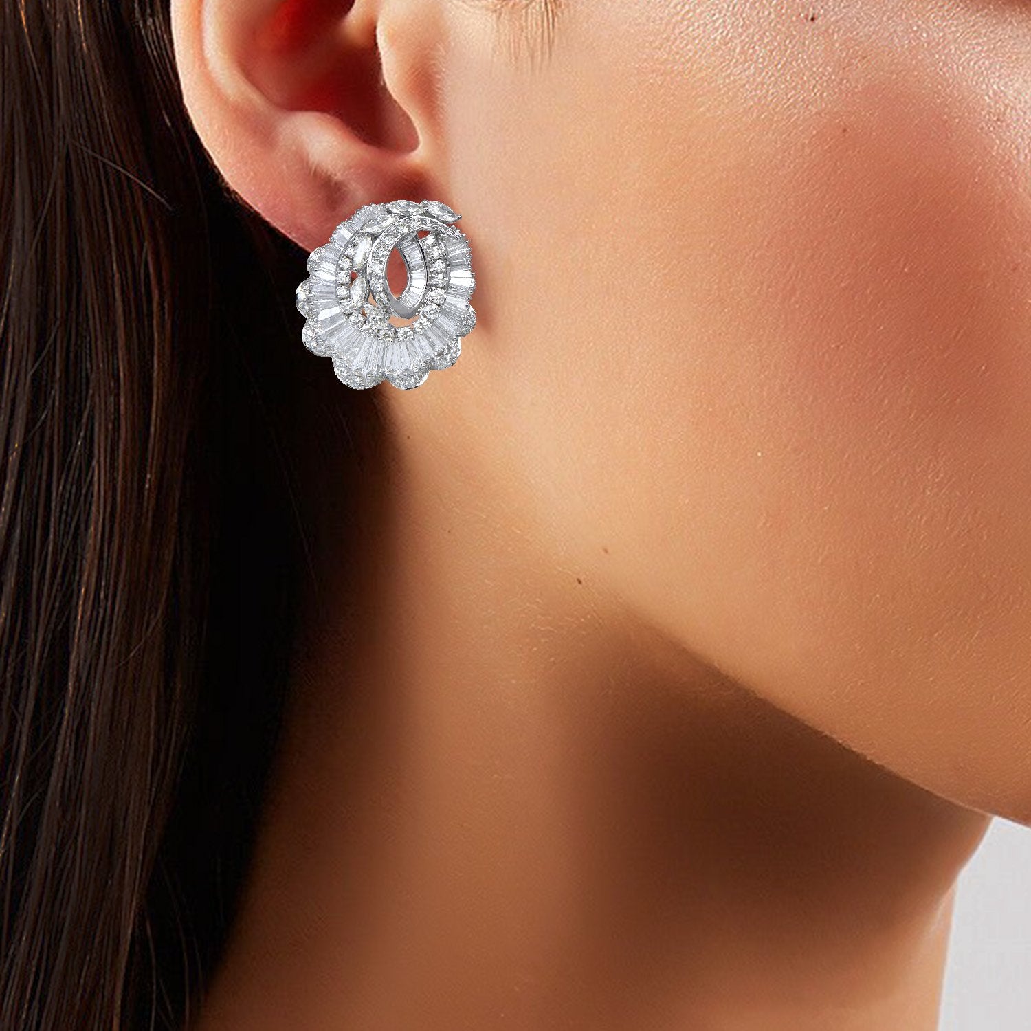 Overlay Cluster Diamond Earrings
