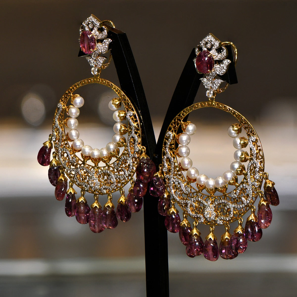 Open Moon Diamond Earrings
