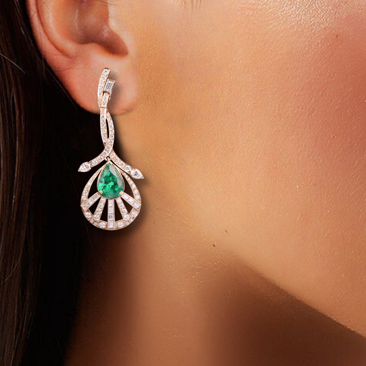 Creeper Green Diamond Danglers