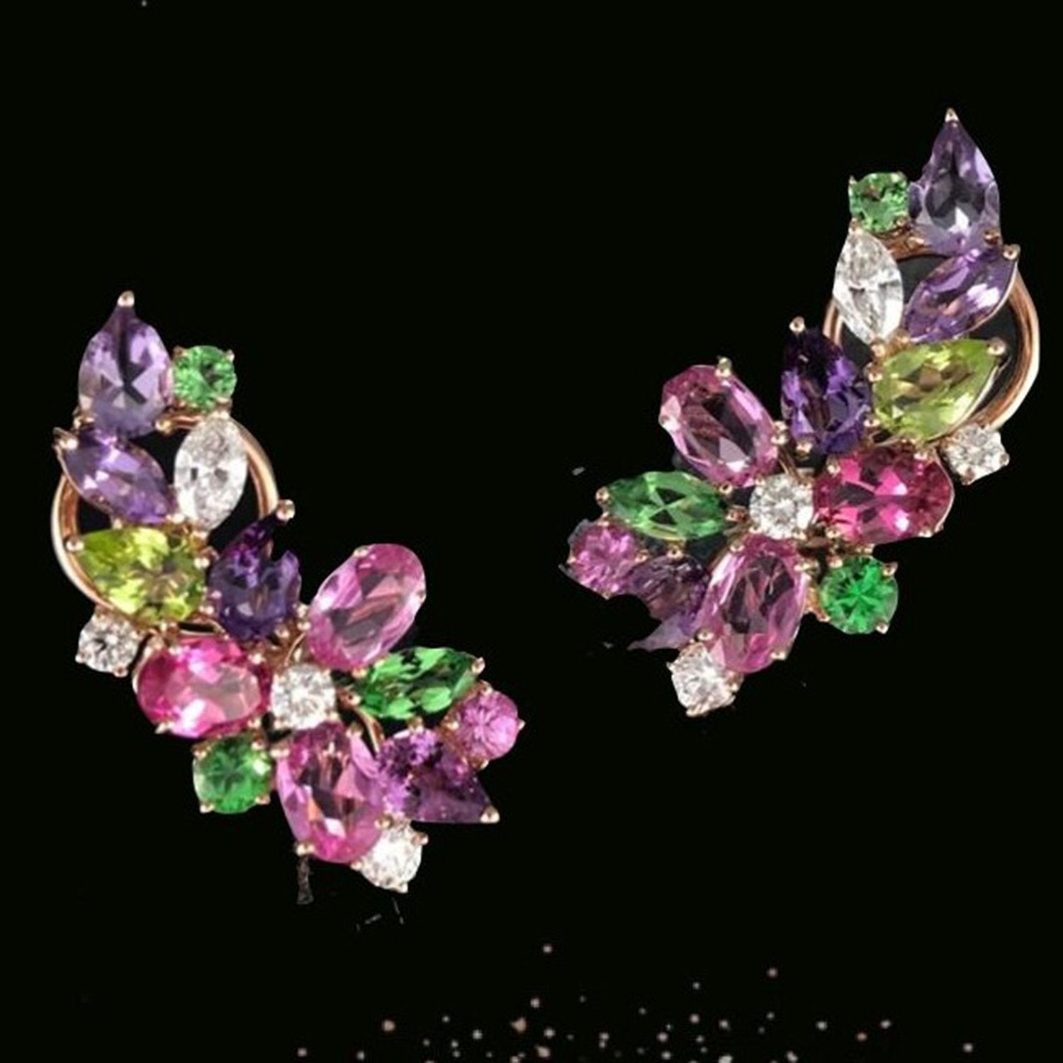 Multi Sapphire Diamond Earrings