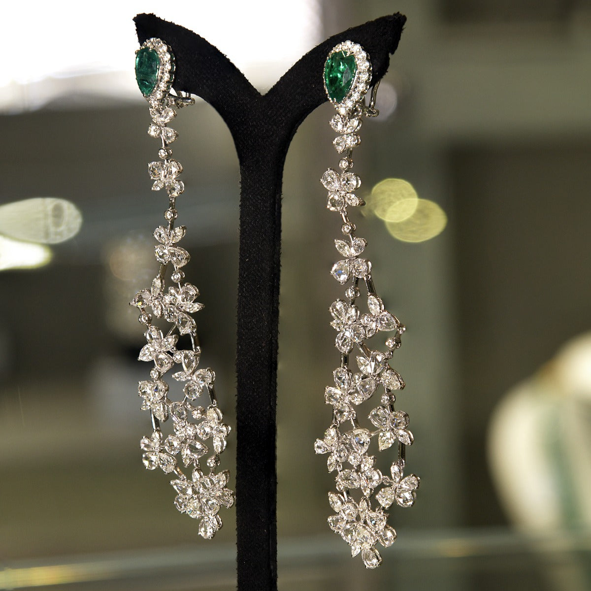 Green-Eyed Fluttery Diamond Earrings