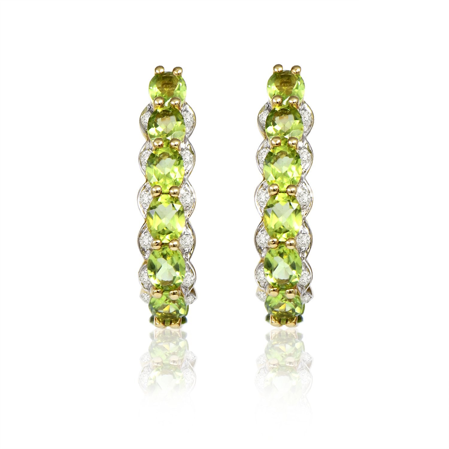 Sterling Peridot Diamond Earrings