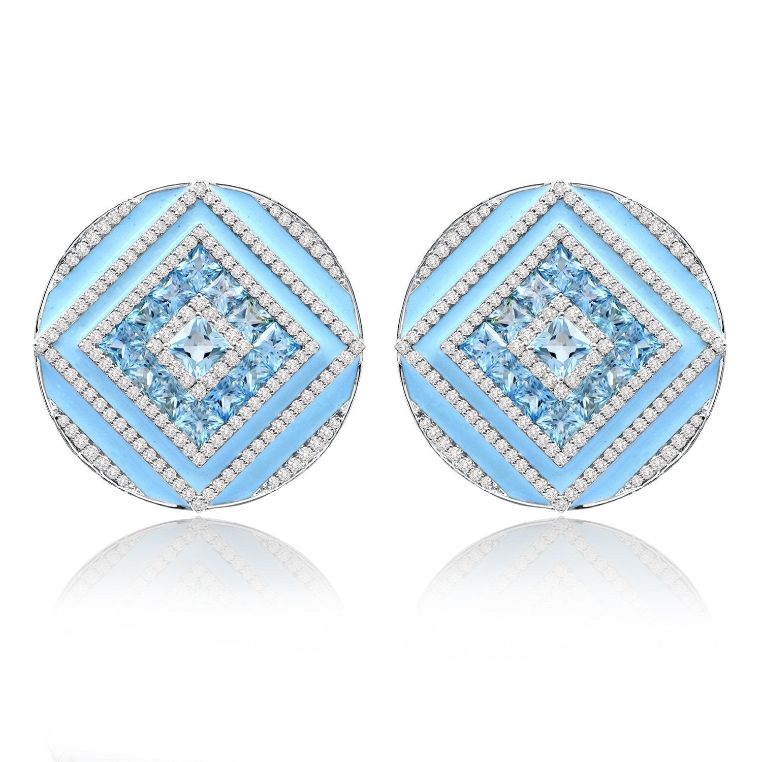 Blue Topaz Diamond Earrings