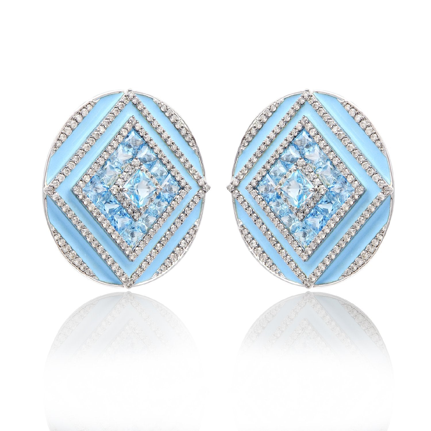 Blue Topaz Diamond Earrings
