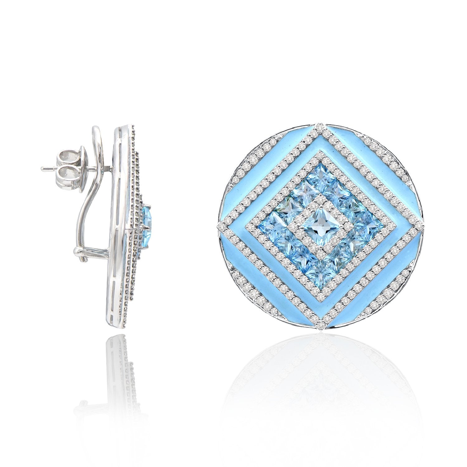 Blue Topaz Diamond Earrings