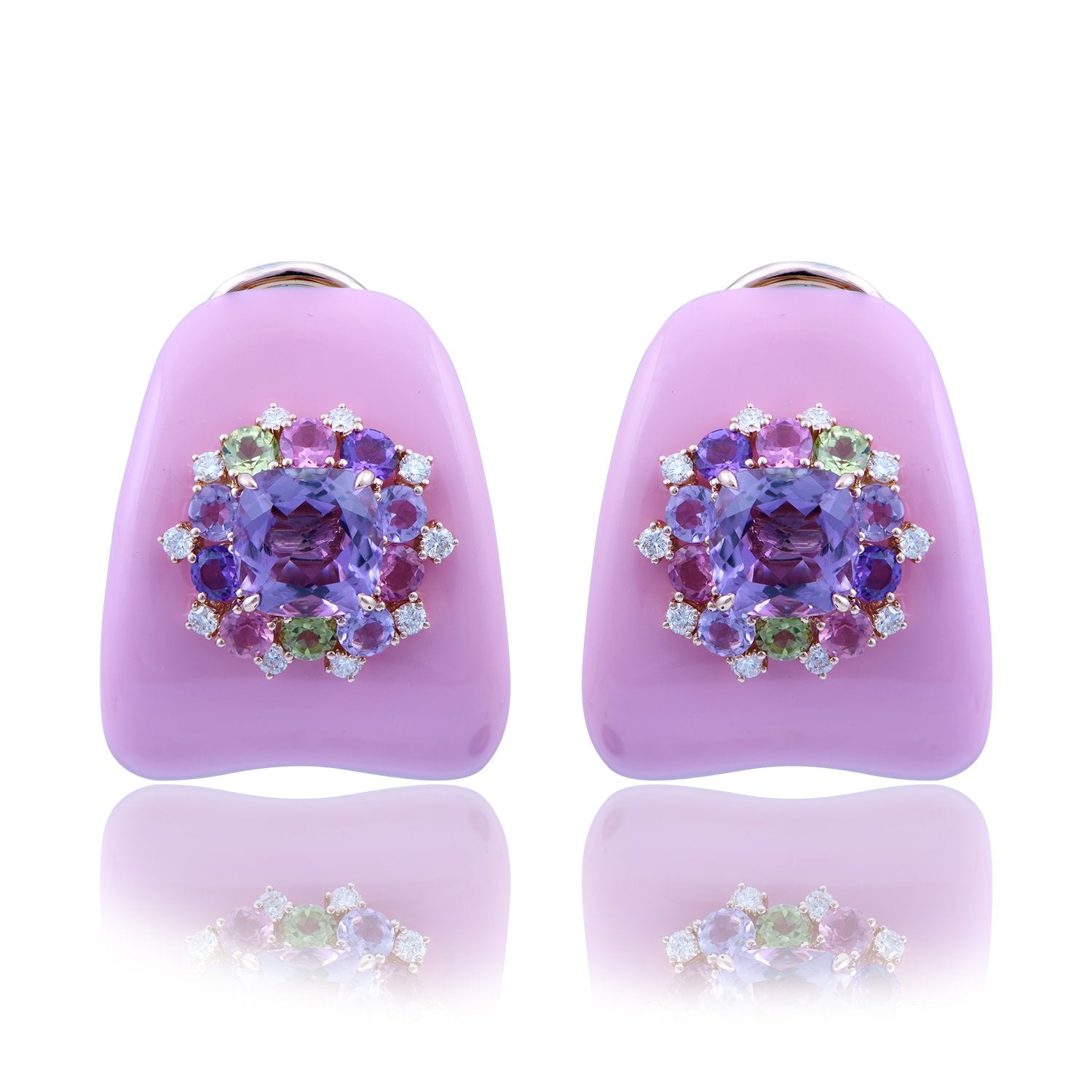 Spring Coloured Ceramic Diamond Earrings