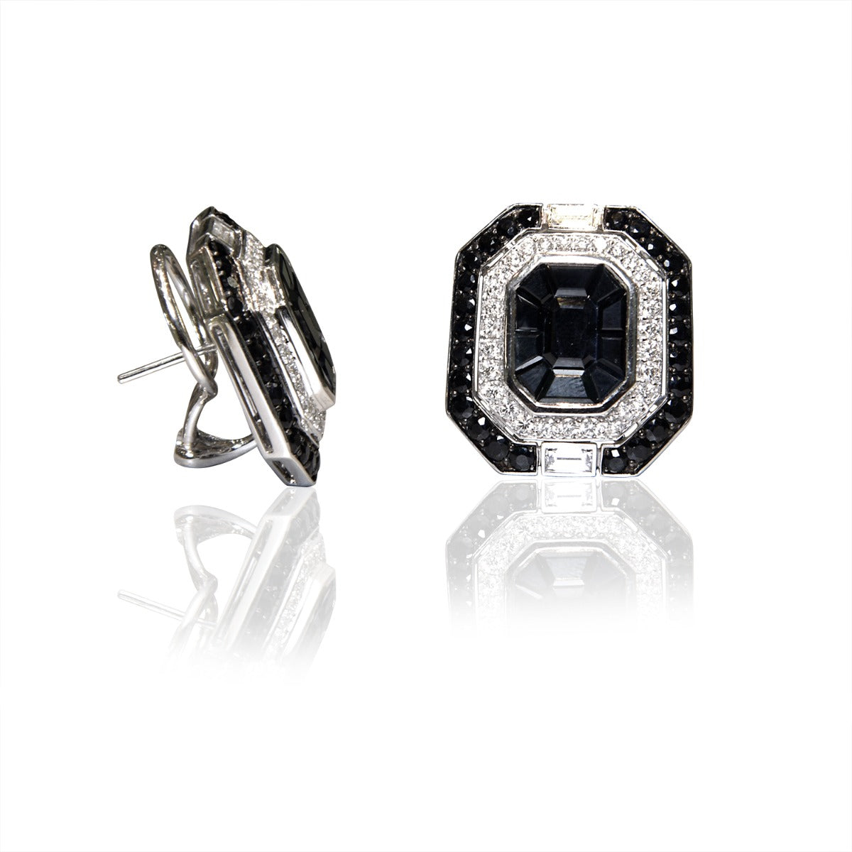Black Sapphire Diamond Earrings