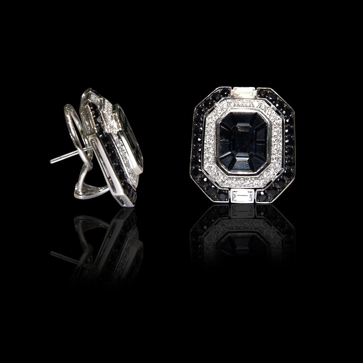 Black Sapphire Diamond Earrings