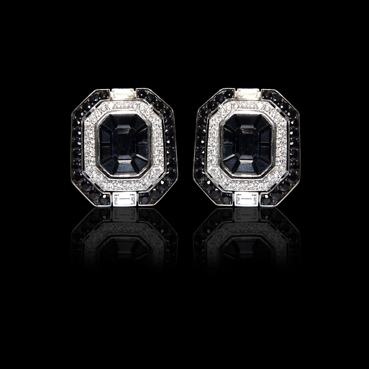 Black Sapphire Diamond Earrings