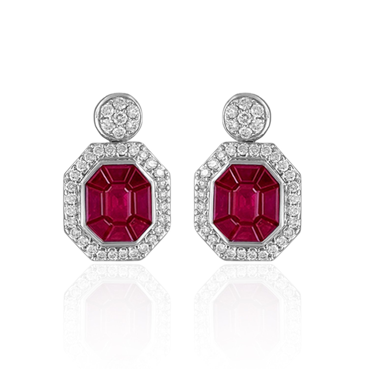 Red Sapphire Diamond Earrings