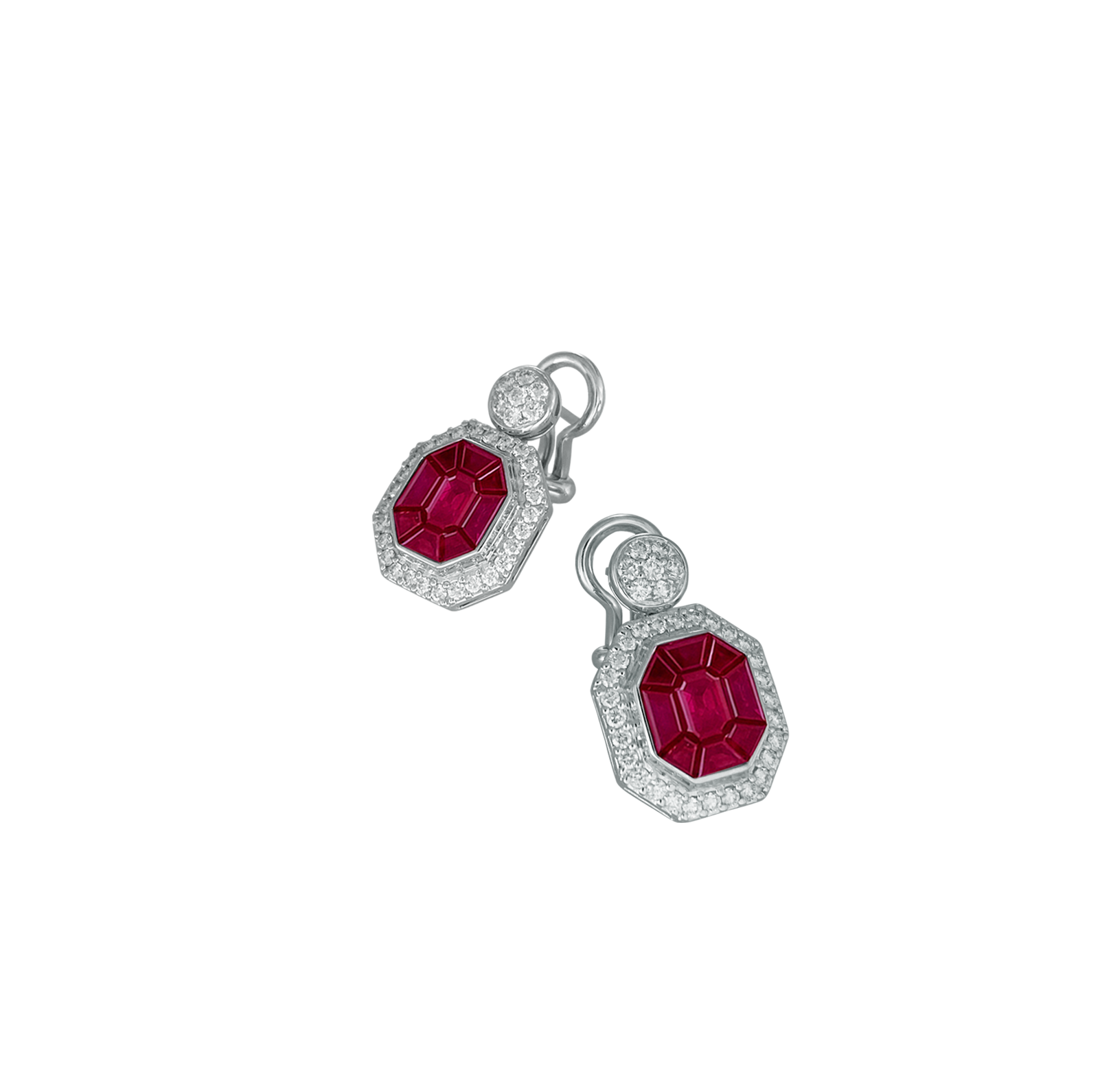 Red Sapphire Diamond Earrings