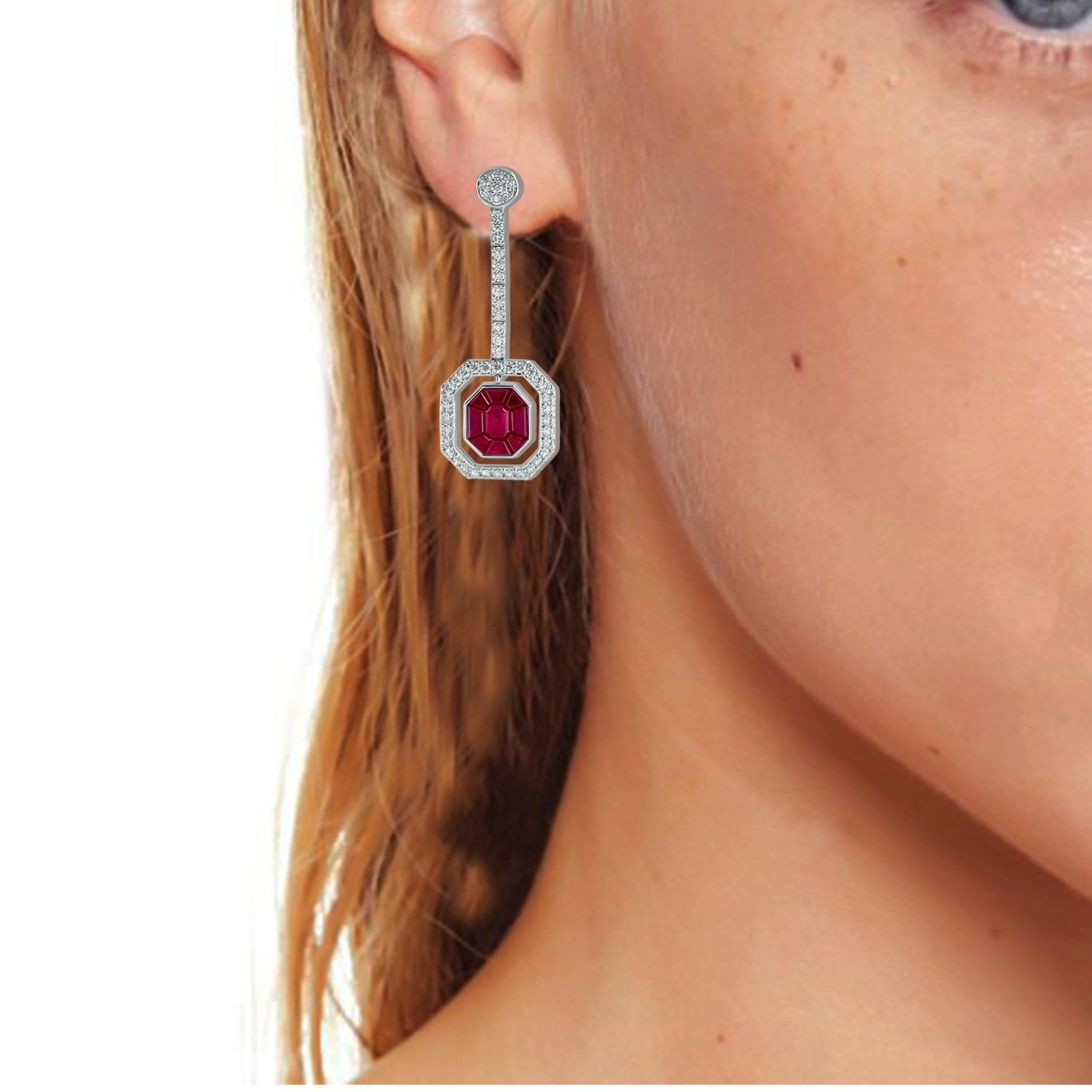 Ruby Diamond Earrings