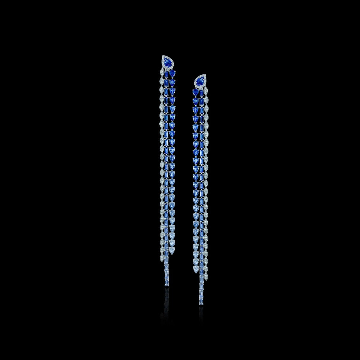 Sterling Sapphire Diamond Earrings