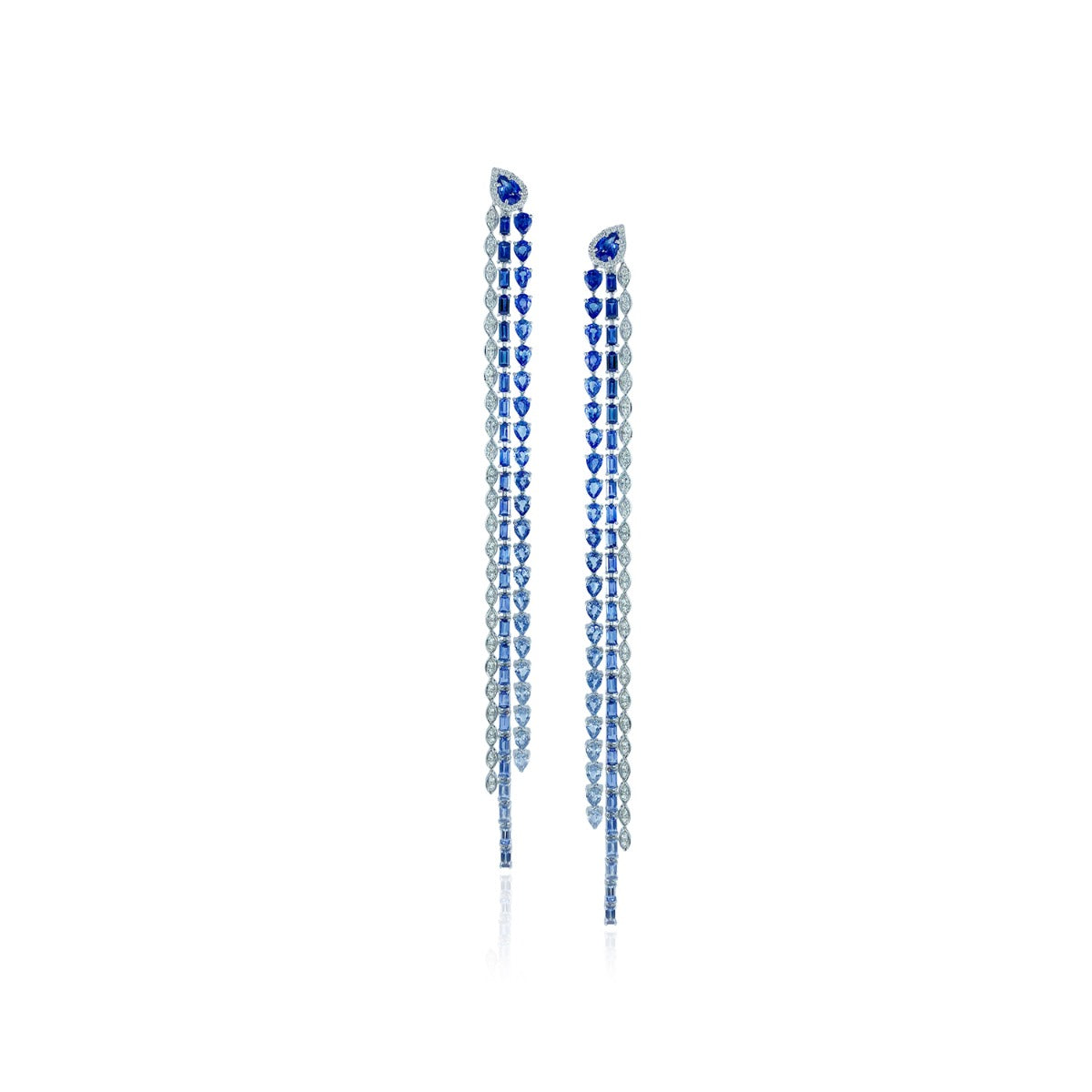 Sterling Sapphire Diamond Earrings