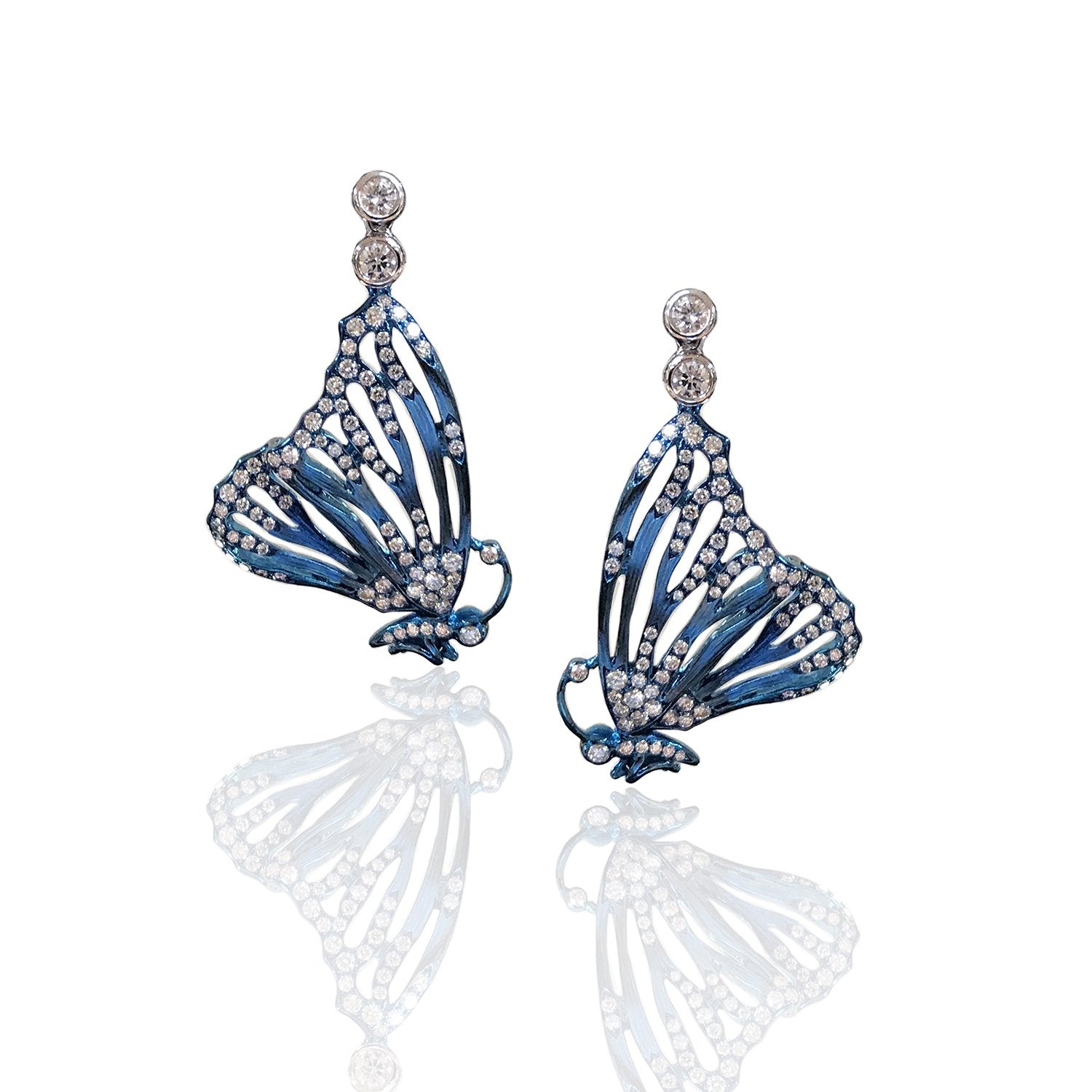 Winged Butterfly Titanium Diamond Earrings
