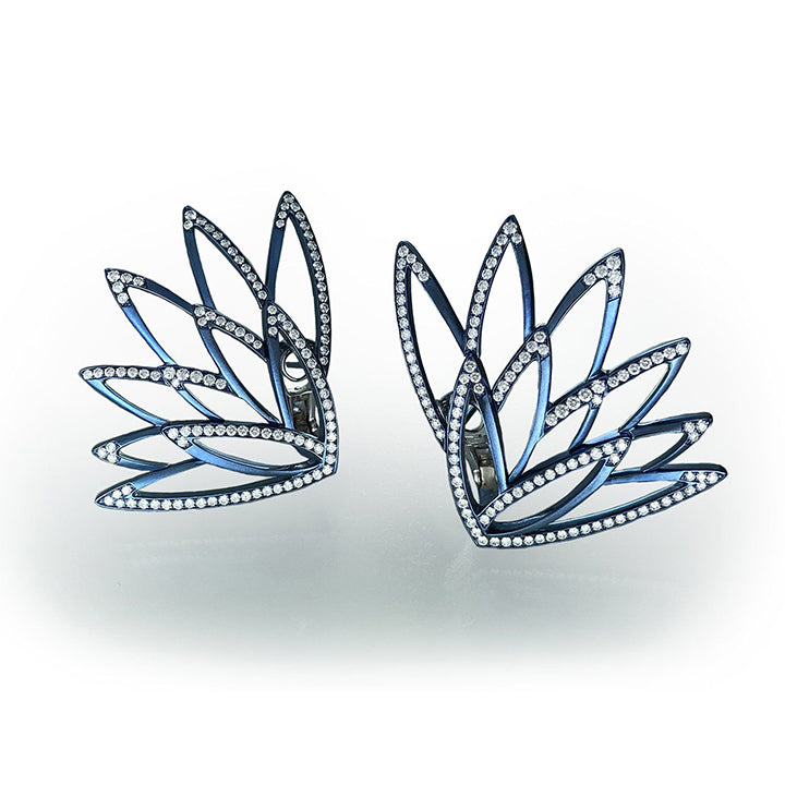 Spring Bush Titanium Diamond Earrings