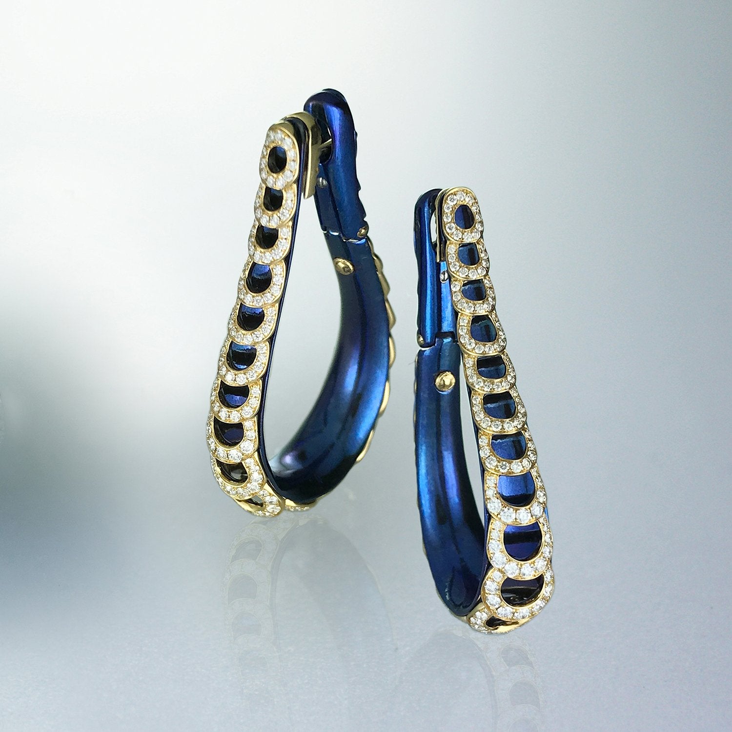 Looped Rings Titanium Diamond Earrings