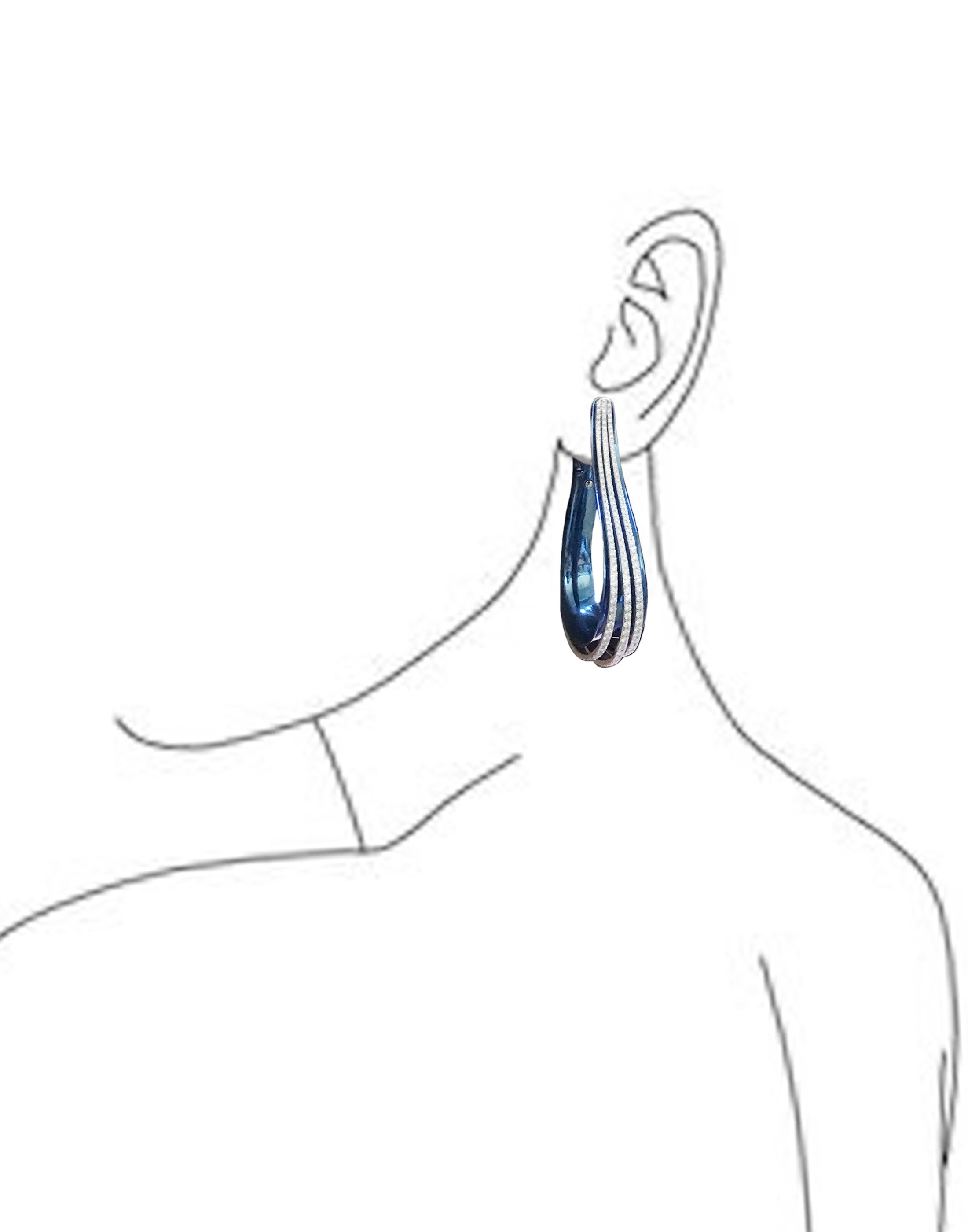 Waterfall Streamlined Titanium Diamond Earrings