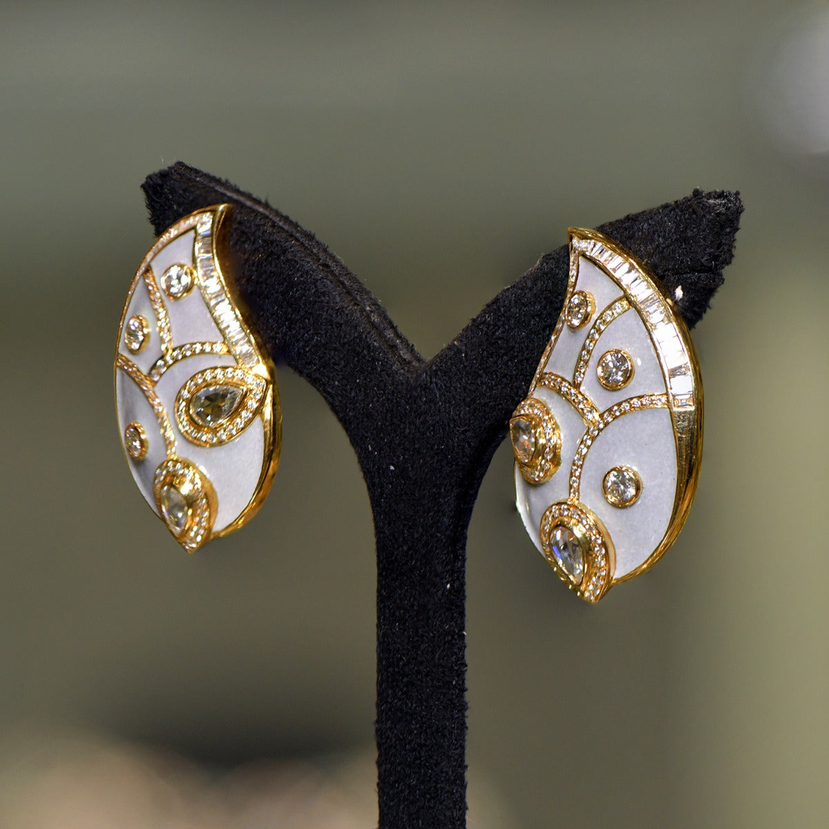 White Peach Diamond Earrings