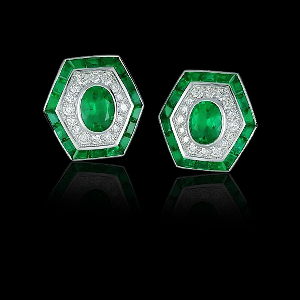 Sweet Six Green Diamond Earrings