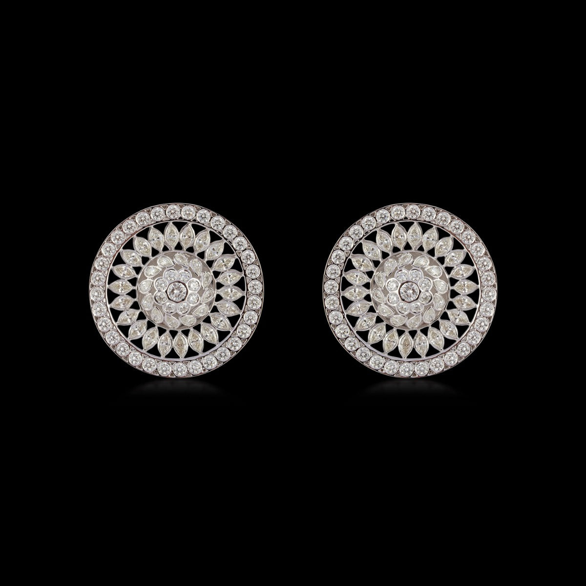 Antique Sun Diamond Earrings