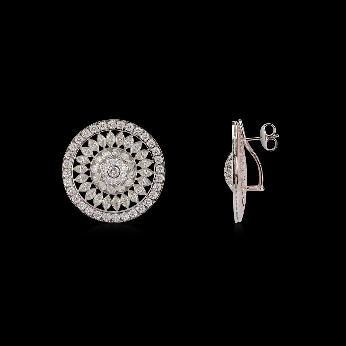 Antique Sun Diamond Earrings