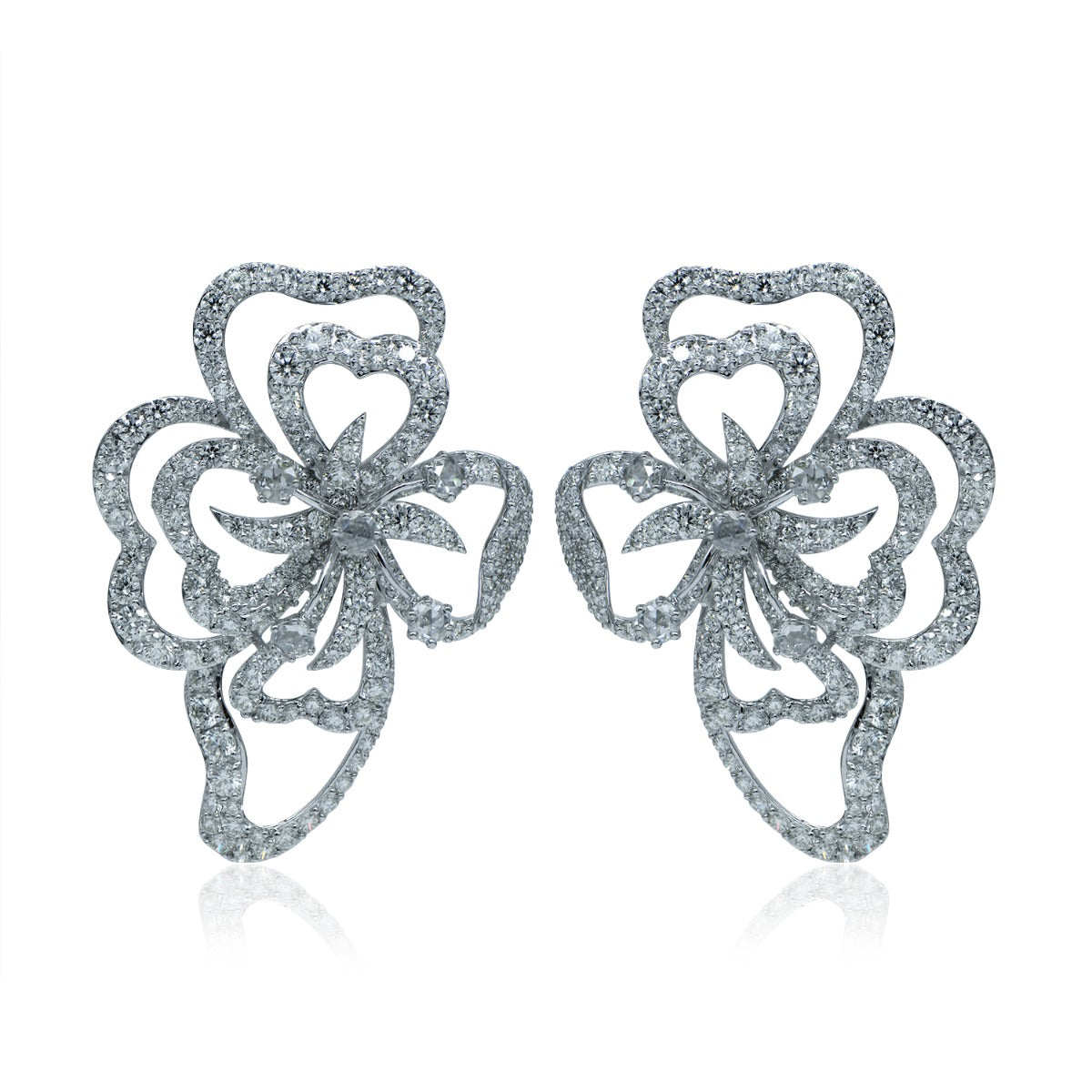 Ornate Floral Diamond Earrings