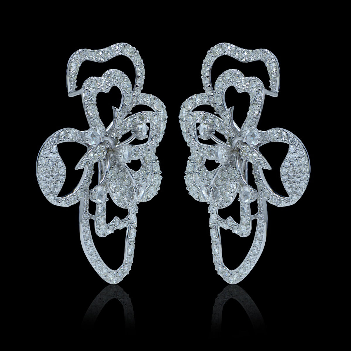 Ornate Floral Diamond Earrings