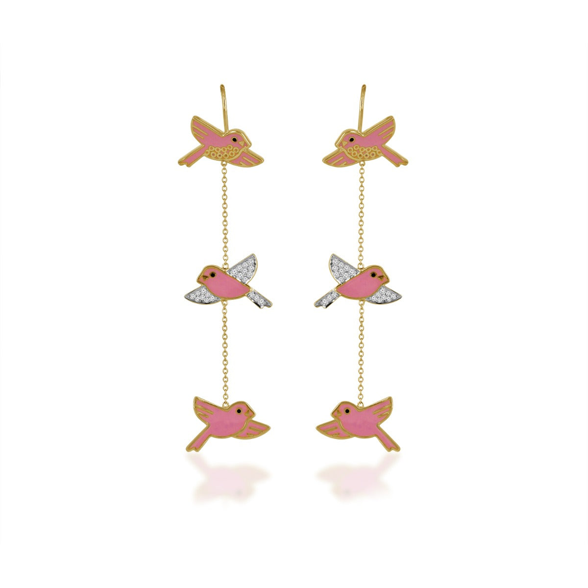 Flying Love Birds Diamond Earrings